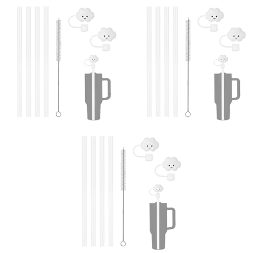 HASTHIP® 12PCS Straws for Stanley Cup with 2 Silicone Smile Cloud Straw Caps and 1 Cleaning Brush 12.2 Inches Reusable PE Replacements for 40oz Tumbler HASTHIP® 12PCS Straws for Stanley Cup with 2 Silicone Smile Cloud Straw Caps and 1 Cleaning Brush 12.2 Inches Reusable PE Replacements for 40oz Tumbler